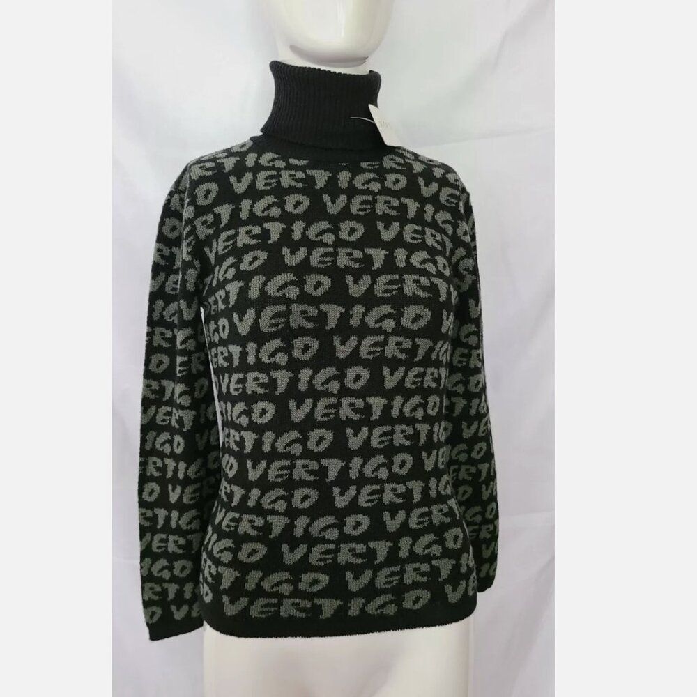 NWT Vertigo Paris GRAFFITI Logo Knit Turtleneck Green Black Women's‎ one size OS